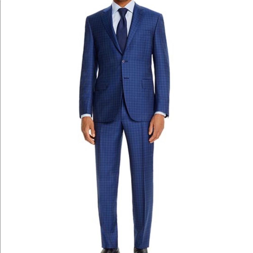 Designer CANALI Classic-Fit Wool Suit in Blue